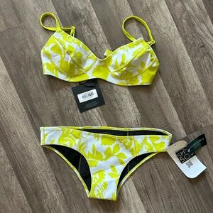 NWT Cynthia Rowley 🍋 Bikini 🍋 Neoprene Lemon Lime Chartreuse SPF 50+